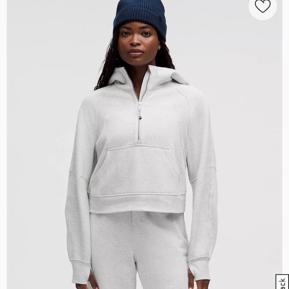 lululemon athletica Heathered Light Grey Half-Zip Hooded Pullover